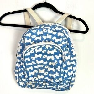 Roberta Roller Rabbit Backpack Dog Print Blue White Mini Bag